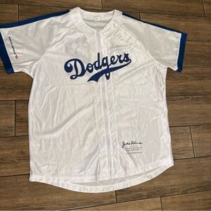 Dodgers Jersey XL White Blue Full Zip Jackie Robinson MLB Baseball